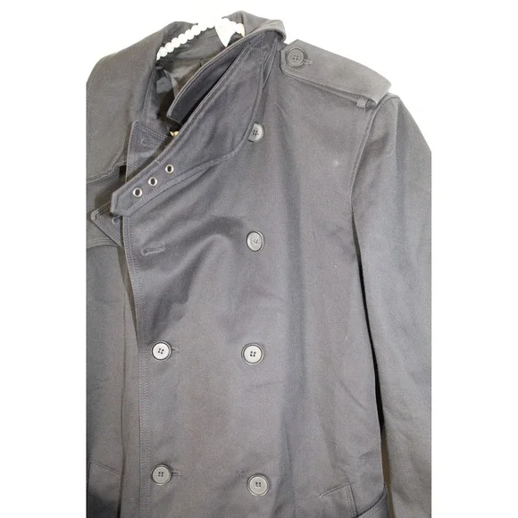 NWT The Kooples Men's Black Double Brested Gabardine Trench‎ Coat Size M/L